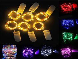 LED Light String 1M 2M 3M CR2032 Battery Operated Christmas light string Copper Sliver Wire Holiday Fairy Decoration String Light6787087