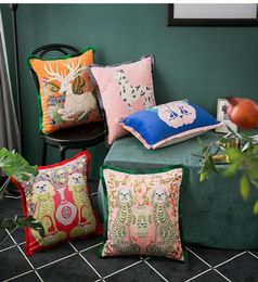 Luxury designer pillow case classic Animal flower pattern printing tassel cushion cover 4545cm or 3555cm for home decoration and4180222