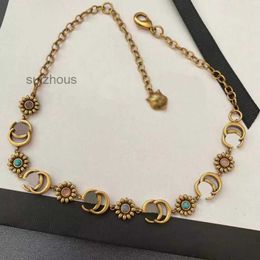 Designer Necklace Gold Plated Brass Copper s Choker Chain G-letter Pendants Fashion Womens Wedding Jewellery Accessories B224