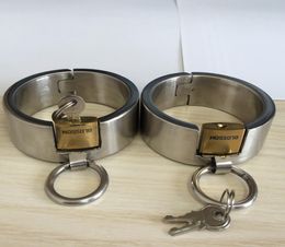 3CM Wide Handmade Unisex Stainless Steel Heavy Slave Wrist Ring Handcuffs with Brass Locks Adult Bondage sex toys for Men and Wome4259684