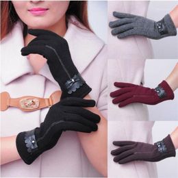 Five Fingers Gloves Women Ladies Bowknot Thermal Lined Touch Screen Winter Warm Est Elegant Evening Party Accessories1273f