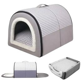 Mats Indoor Dog House Enclosed Warm Dog Bed Soft Cozy Dog Cave Bed Foldable Removable Cat Nest Kennel for Small Medium Dogs Cats