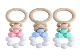 Bibs and Burp Cloths Baby Teethers Natural wooden Newborn Teeth Practise Toys Silicone Food Grade Soother Infant Feeding Teething 1878992