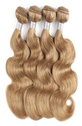 27 Honey Blonde Human Hair Weave Bundles Indian Peruvian Malaysian Body Wave Hair 3 or 4 Bundles 1624 Inch Remy Human Hair Exten3884467