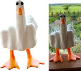 Middle Finger Duck You Figurine Middle Finger Desk Decor Funny Garden Decor Statues Figurines Ornaments for Home Patio Lawn Yard Office ZZ