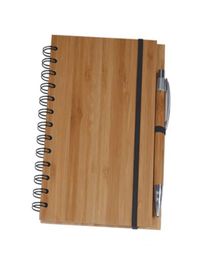 Wood Bamboo Cover Notebook Spiral Notepad With Pen 70 Sheets Recycled lined Paper DHL Bamboo Cover Notebook9191596