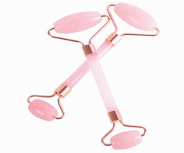 Rose Quartz Roller Double Head Face Massager Tool Natural Jade Facial Massage Roller Stone Skin Beauty Care3396261