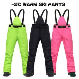 Poles Ski Pants Women and Men Suspenders Outdoor Sports High Quality Windproof Waterproof Warm Winter Brands Snow Snowboard Trousers