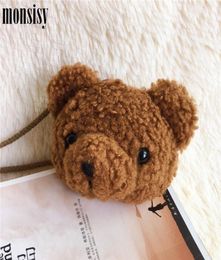 Monsisy 2020 Plush Bear Coin Purse and Handbag For Girl Boy Small Change Bag Children Wallet Kid Baby Money Shoulder Bags Bolsa2405256