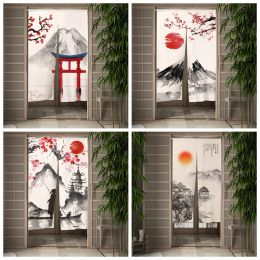 Curtains Japanese Ink Painting Mount Fuji Door Curtain Kitchen Room Door Curtain Partition Curtain Drape Entrance Hanging HalfCurtain