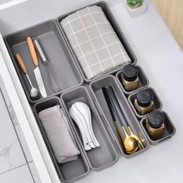 Drawers 8pcs/Set Kitchen Cutlery Storage Tray Drawer Organizer Divide Storage Box Kitchen Bathroom Cupboard Jewelry Cosmetic Organizer