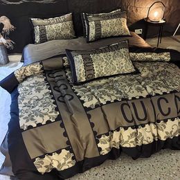 High-end light luxury bedding ground wool bed sheet set bed cap four-piece fully washed cotton winter high-end thickened baby fleece 2403142