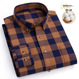 in shirt pure cotton long-sleeve shirts for men slim fit casual shirt oversize elegant plain shirt soft office plaid clothes 240229