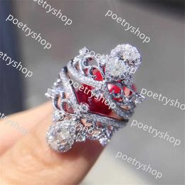 2024Band Rings New Top Sell Vintage Jewelry Real Sterling Sier Water Drop White Topaz CZ Diamond Gemstones Women Wedding Crown Band Ring Gift