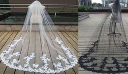 White 1T wedding veil Ivory Cathedral bridal veils Appliques Black Long Wedding Party Veil With Comb3441839