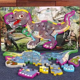 3D Puzzles 3D Dinosaur Wooden Puzzle for Children Old Early Education Benefits Intellectual Development and Brain Action 240314