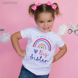 T-shirts Im Going To Be A Big Sister T-shirt Baby Announcement Big Sister Sibling Clothes Tops Toddler Rainbow Shirt Girl Kids Clothing ldd240314