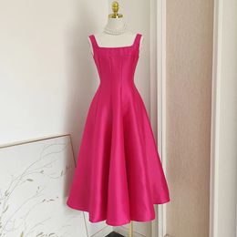 JAMERARY Autumn Winter Clothes Midi Long Sling Dres Vest Tank A Line Pleated Solid Candy Colour Prom Evening Vestidos 240312