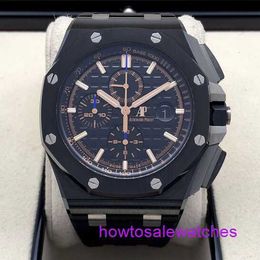 AP Wrist Watch Fancy Watch Royal Oak Offshore Series Black Ceramic 26405CE.OO.A002CA.02 Automatic Machinery 44mm Date Timing Function Mens Watch Black Plate