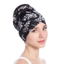 Ethnic Clothing Fashion Print Pleated Turban Cap For Women 2024 Lady Head Wraps Muslim Headscarf Hat Turbante Mujer Islamic Hijab