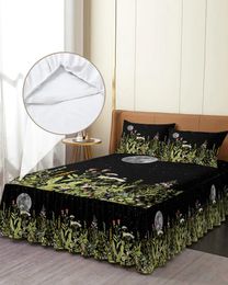 Bed Skirt Vintage Moon Flower Elastic Fitted Bedspread With Pillowcases Protector Mattress Cover Bedding Set Sheet