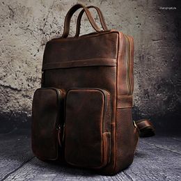 Backpack Design Male Real Cowhide Leather Casual Travel Bag School Daypack For Men 2107