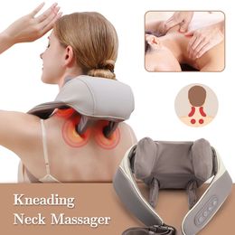 5D Kneading Shiatsu Massage Shawl Chiropractic Back Massager for Neck Shoulder Pain Relief Heating Massageador Massagem 240313