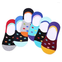 Men's Socks 6 Pairs Fashion Men Boat Casual Low Cut Sock Heels Silicone Non-slip Invisible Cotton Summer Unisex