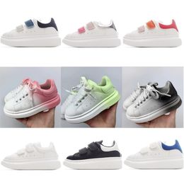 Selling Designer Kids Shoes Black Dream Blue Single Strap outsized Sneakers Rubber Sole AMCQS Soft Calfskin Leather Lace up Trainers Sports footwear size-26-35