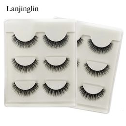 LANJINGLIN 10 boxes natural long false eyelashes wholesale make up 3d mink lashes full strip lash eye makeup tool faux cils 240305