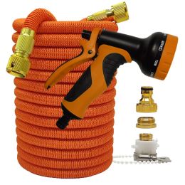 Reels High Pressure Orange Wash Car Home and Garden Hose 25100FT Expandable Magic Flexible Pipes for Farm Irrigation Watering Gun Set