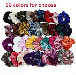 50 colors Velvet Elastic Women Girls Hair Rubber Bands Ponytail Holder3571556