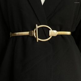 Belts Fashion Elastic Waist Chain Belt Female Leaf Silver Metal For Women High Quality Luxury Thin Stretch Riem Lenth 60cm