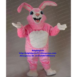 Mascot Costumes Pink Long Fur Easter Bunny Osterhase Rabbit Hare Mascot Costume Cartoon Character Company Kick-off Lovely Annabelle Zx2412