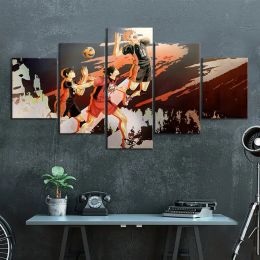 Calligraphy 5 Pieces Haikyuu Prints Canvas Painting Wall Art Modern Anime Character Modular Picture For Living Room Poster Home Decor