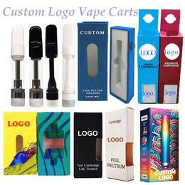 Customized Vape Cartridges 1ml 0.8ml 0.5ml Thick Oil Pods Carts Packaging E-cigarette Empty Atomizers Vaporizer Ceramic Coil 510 thread Atomizer Custom Logo Boxes