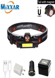 Portable Mini LED Headlamp Headlight Rechargeable Builtin 18650 Battery Magnet Camping Head Torch Lamp Light83548806503533