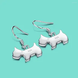 Dangle Earrings Fashion Handmade Cartoon Women's 925 Sterling Silver Cute Animal Dog Pendant Ear Stud Kawaii Jewellery Birthday Gift