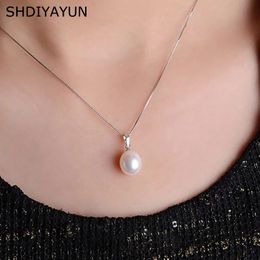 SHDIYAYUN Big Sale Pearl Necklace 9-10mm Drop Shape Natural Freshwater Pearl Pendant 925 Sterling Silver Jewellery For Women Gift 240305