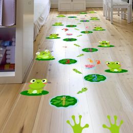 Stickers Cartoon Animal Kids Wall Sticker Frog Lotus Floor Stickers Boy Girl Baby Bedroom Bathroom Wall Decals Art Nursery Decoration