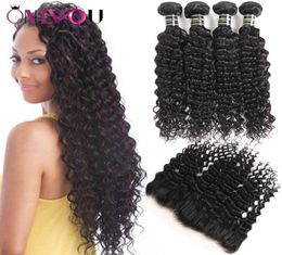 Mink Brazilian Virgin Hair Extensions 4 Deep Curly Bundles with Closure Deep Wave Bundles with Frontal Unprocessed Human Hair Weav6406389