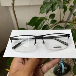 Sunglasses Frames Men Ultra Big Size Metal Glasses Half Rim Rectangular Black Myopia/Progressive