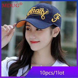 Ball Caps 10pcs Summer Sun Block C Women Hats Baseball Cs Cotton Letter Embroidery Net Girls Outdoor Street Hip Hop M9154 L240314