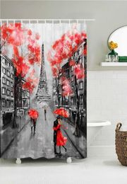 Shower Curtains Waterproof Curtain For Bathroom Paris Tower Landscape Print Bathtub Polyester With 12 Pcs Hooks8710115