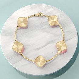 Van Clover-Armband, luxuriöses Webarmband, vierblättrige Armbänder, 18 Karat Gold, Silberplatte, Achat-Diamant, modische Liebes-Charm-Kette für Frauen, Hochzeitsgeschenk