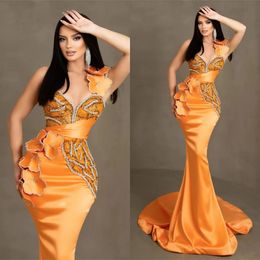 Simple Beading Mermaid Prom Dresses One Shoulder Sweetheart Sleeveless Evening Dress For Women Guest Party Gown Plus Size