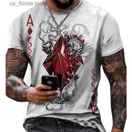 Men's T-Shirts Ace of Spades T-Shirt 3D Printed Men Oversized Summer Casual Ts Vintage Round Neck Tops Short Slve Hip Hop Strtwear Y240314