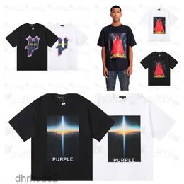 Purple Brand t shirt 2024 ss Designer Mens T shirt Colourful Alphabet Print High Street Hiphop Graffiti 100 cotton loose casual mens and womens short sleeve Tshir 59T7