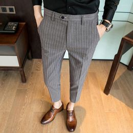 Men's Suits Spring Autumn Stripe Suit Pants Dress Clothing 2024 Casual Office Long Trousers Business Formal Wear Male B168