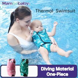 Swimwear mambobaby Baby Thermal swimsuit onepieces Children's padded Swimwear kid swimming suit Sea clothes girl and boy